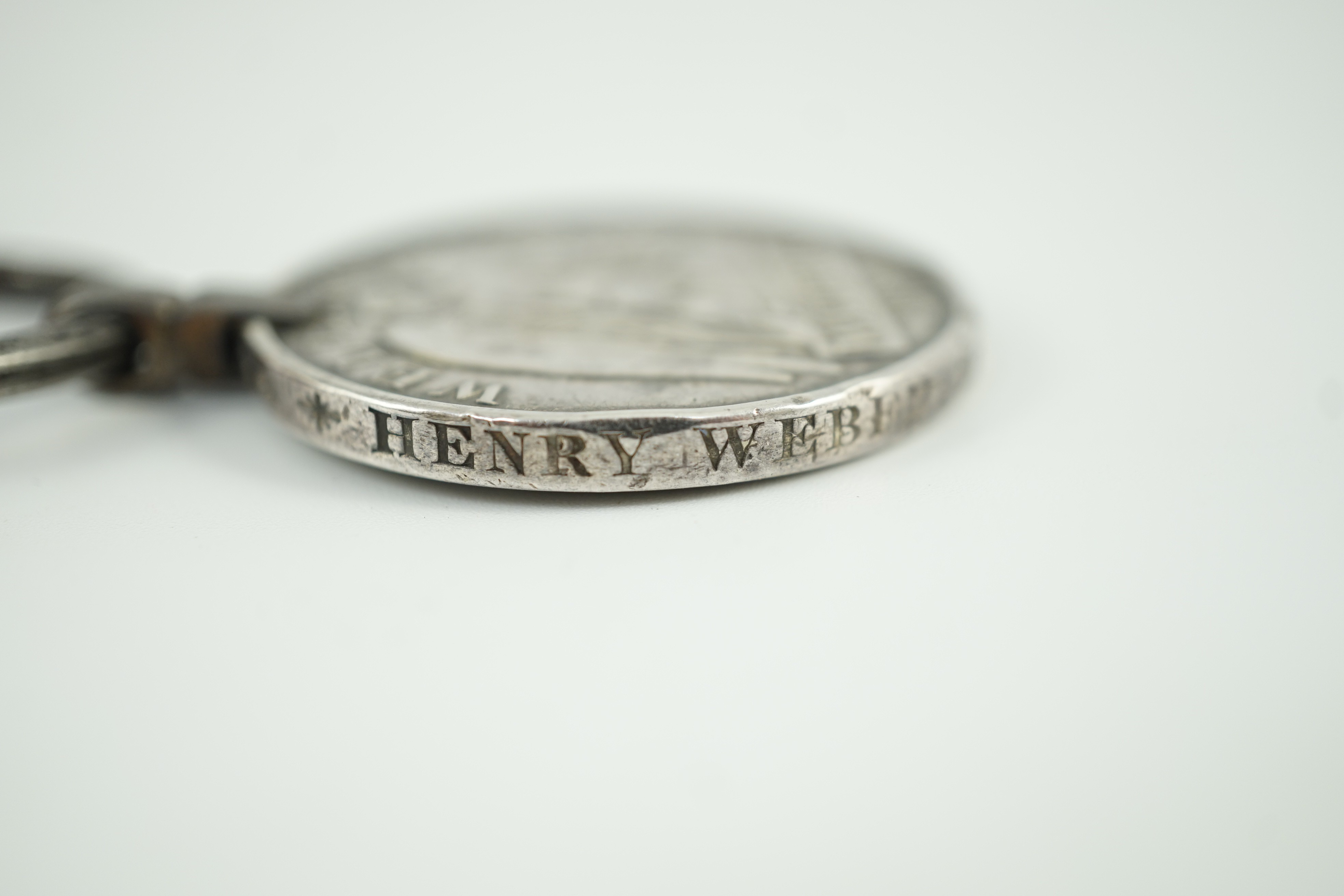 British campaign medals, Waterloo medal impressed Henry Weber 2nd Batt. 59th Reg. Foot